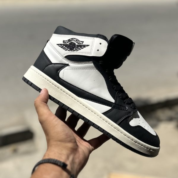 Air jordan 1 ساق دار سفید مشکی کد(1361)