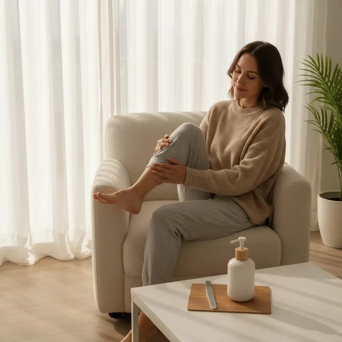 خانمی در حال مراقبت از پا 756215