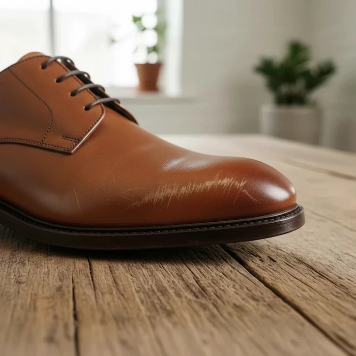 کفش چرم قهوه ای خراشیده شده 4684685