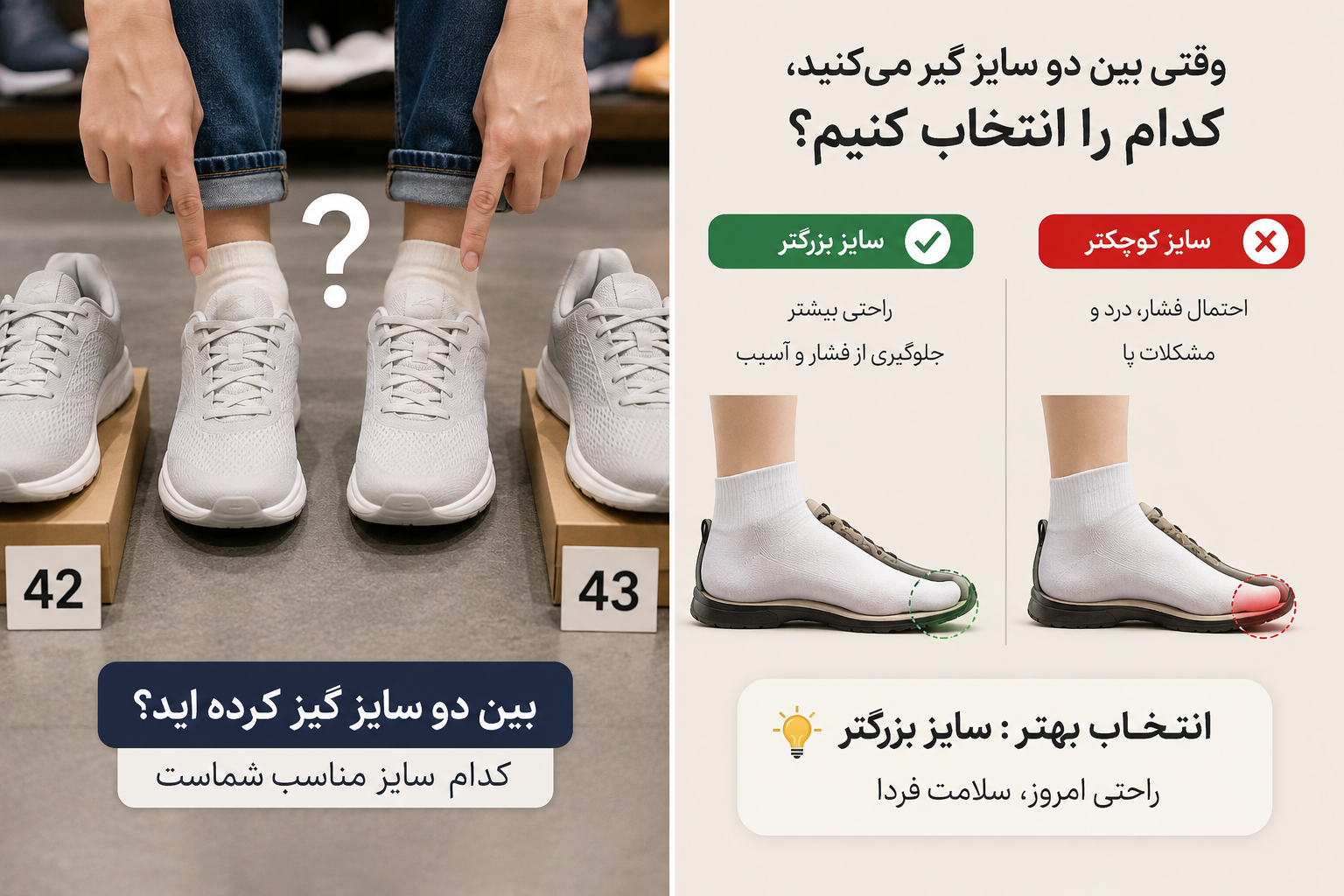 انتخاب سایز درست